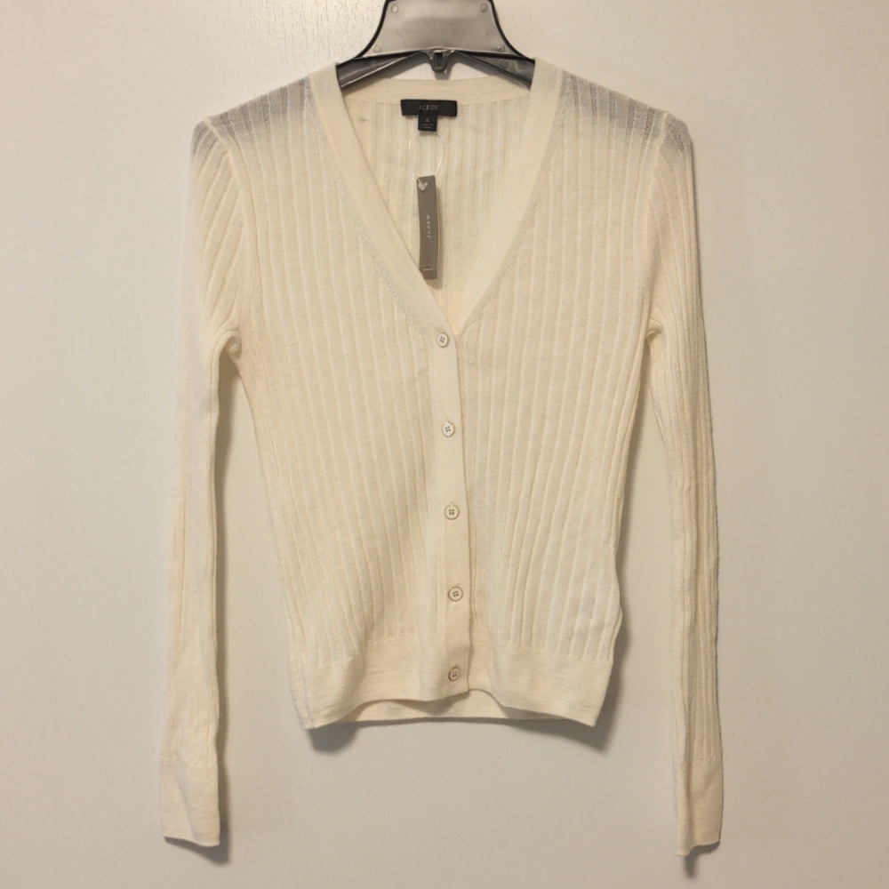 J. Crew Ribbed V-neck cardigan sweater in Re-Imagined Wool